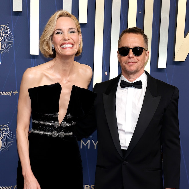 Leslie Bibb and Sam Rockwell attend the 77th Primetime Emmy Awards 2025